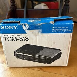 Vintage Sony Model TCM-818 Cassette-Corder Tested Works Used With Original Box